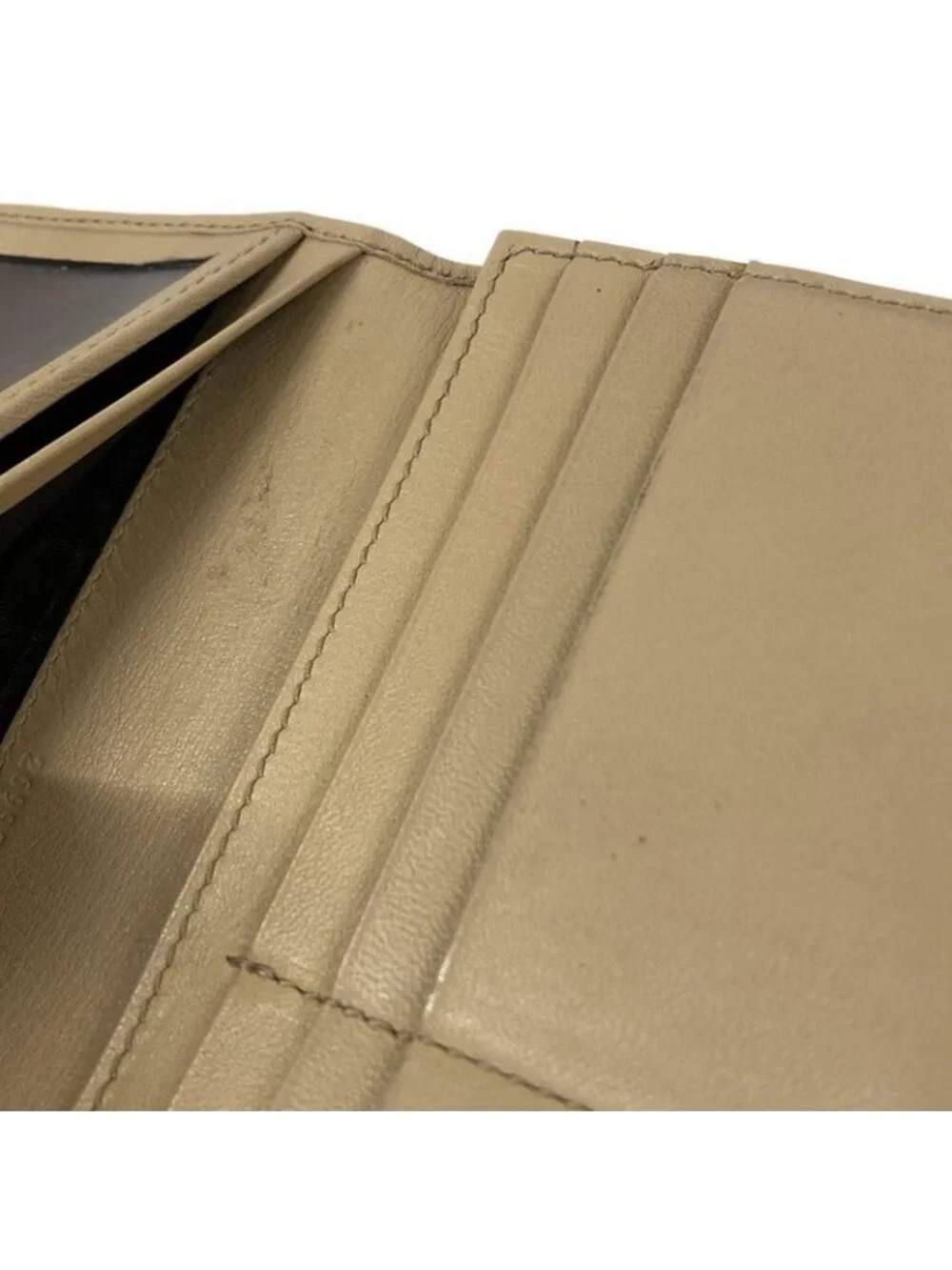 ★SOLD★ Gucci Billfold GG Pattern Interlocking Dark Brown Pink Beige Lame Leather - Picture 9 of 12